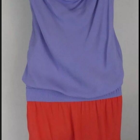 DVF Dress/cowlneck sleeveless 2 dress/Side/ruching/Purple & Red Dress - Picture 10 of 10